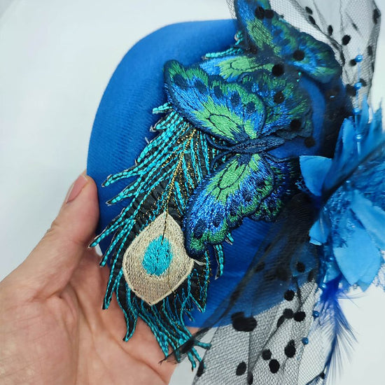 ◆ peacock and butterfly mini hat 2. blue