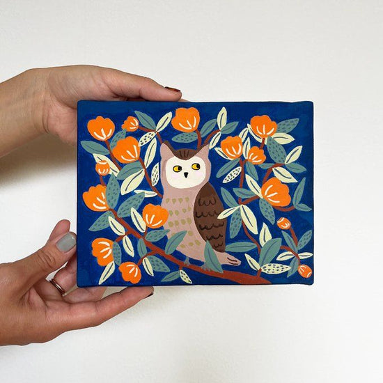 Original Owl Drawing -Mori no Naka(Night)