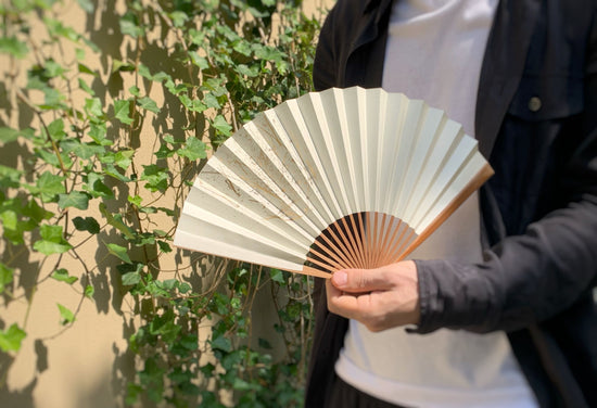 Kyoto folding fan, foil image2, white