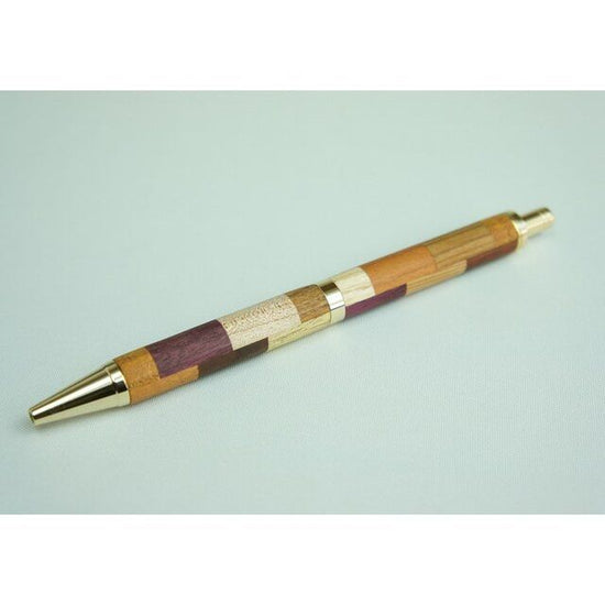 Ballpoint pen check made of marquetry