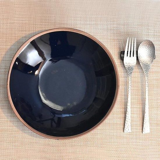 Navy Soil Deep Bowl, Medium Blue Western Tableware, Medium Bowl, Made in Japan, Minoyaki, Stylish, Modern