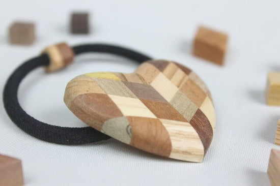 Marquetry heart hair band