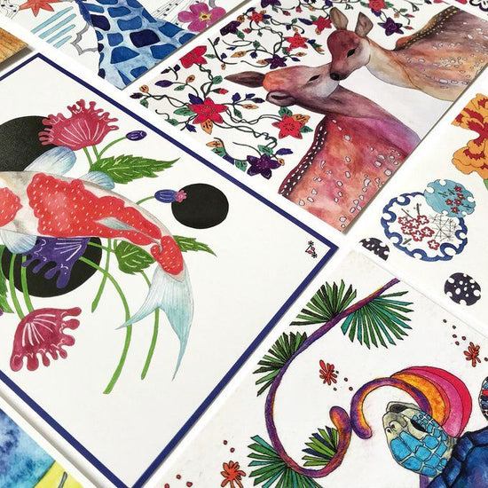 Postcards Set of 10 -Animals that make you feel warm & Japanese
