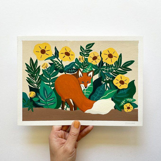 Original painting - Fox in the garden