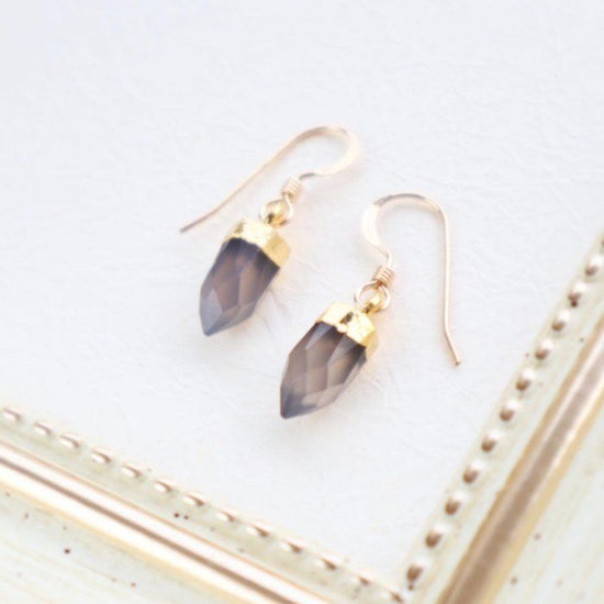 Gray onyx charm short pierce & earring