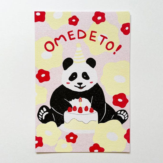 OMEDETO Card Envelope Set -Panda and Cake