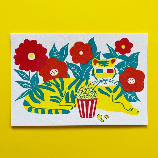 Greeting Card Envelope Set - Tiger at the Movies