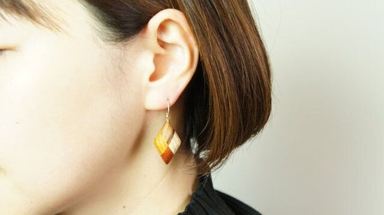 Marquetry diamond pierced earrings and clip-on earrings