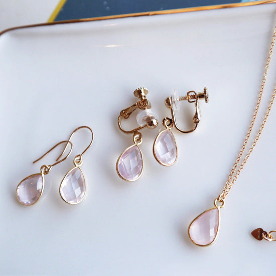 Rose quartz charm pierce/earring