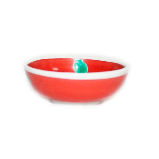[Eisyou] Small bowl with red rolled polka dot design