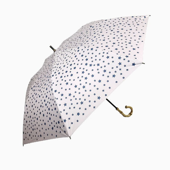 Short Wide Umbrella Heat-Shielding & Fully Light-Shielding Star Print Sunshade Umbrella Black Coated Back