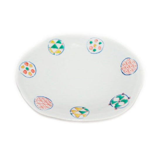 [Eisyou] 8" oval dish with a circle pattern