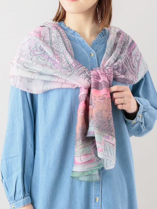 Eiffel Tower print shawl (2 colors) rayon