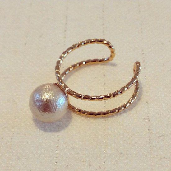 Cotton pearl ring 8mm