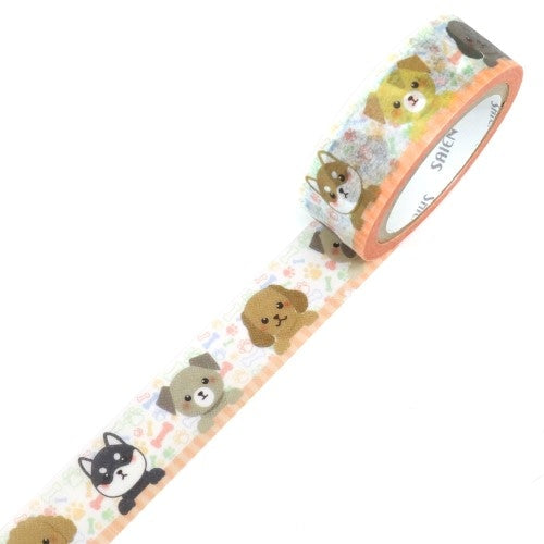Kamiiso Sansho Masking Tape SAIEN – Dog Design, 15mm × 7m