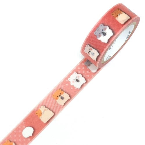 Kamiiso Sansho Masking Tape SAIEN – Hamster Design, 15mm × 7m