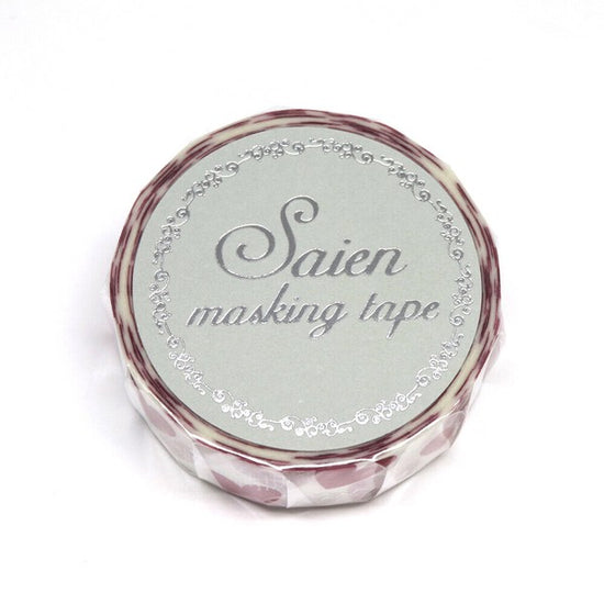 Kamiiso Sansho SAIEN Masking Tape – Heart, Silver Foil, 15mm × 7m Roll