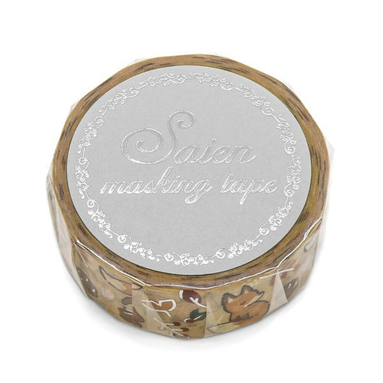 Masking Tape – Fox and Fallen Leaves, Silver Foil, 15mm × 7m Roll