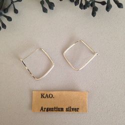 SV Square Pierced earrings silver hoop pierced earrings small simple small light square light