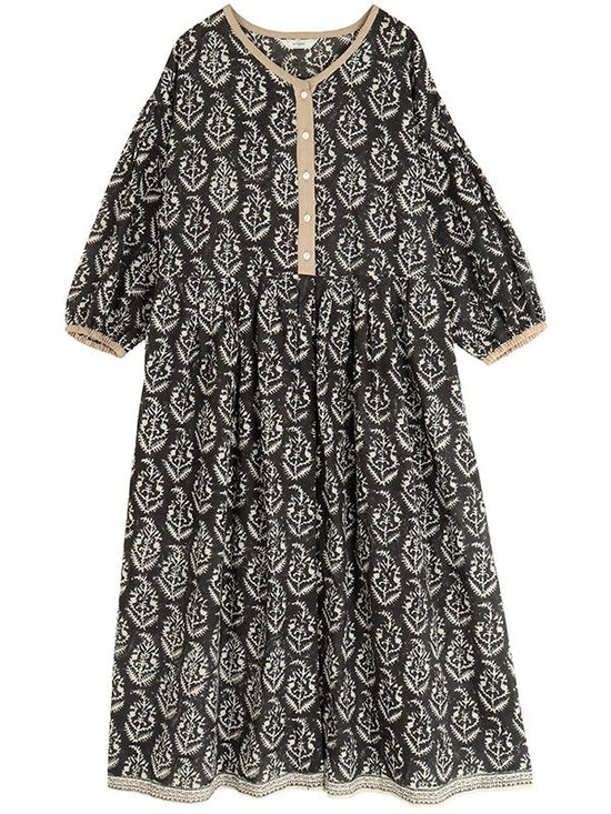 Paisley Block Print Cotton Stripe Dress (2 colors) [Expected to arrive in early May]
