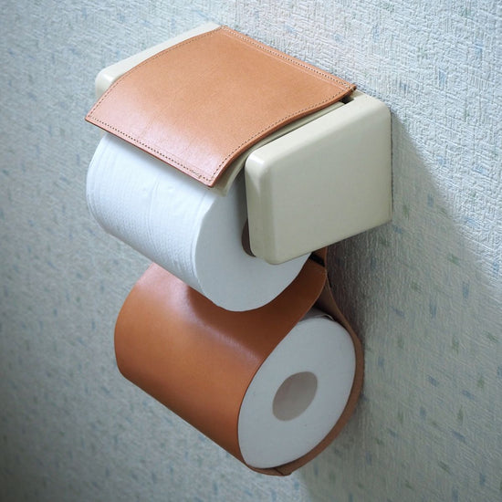 Toilet Paper Holder Cover (Biscuit Beige) All Cowhide Leather