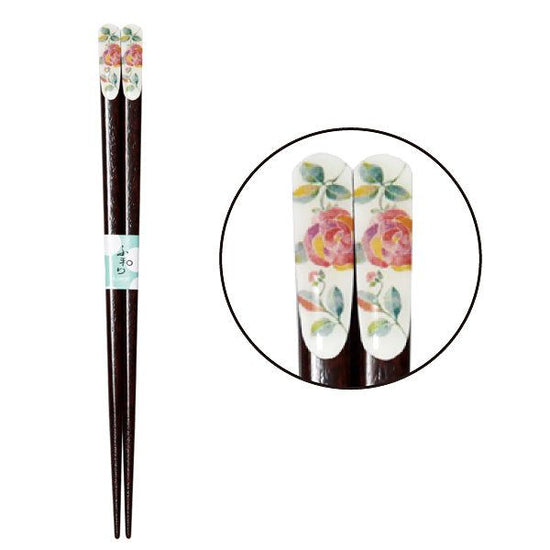 Hanakotoba Tenpou Chopsticks 21cm single item 2 kinds (Rose and Pansy)