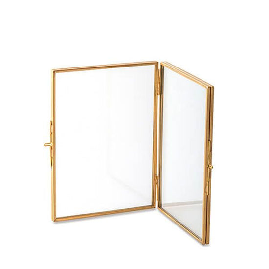 22614 Glass frame stand double gold