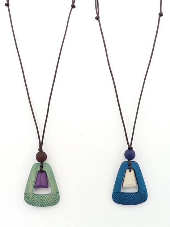 Wood double plate necklace (2 colors)