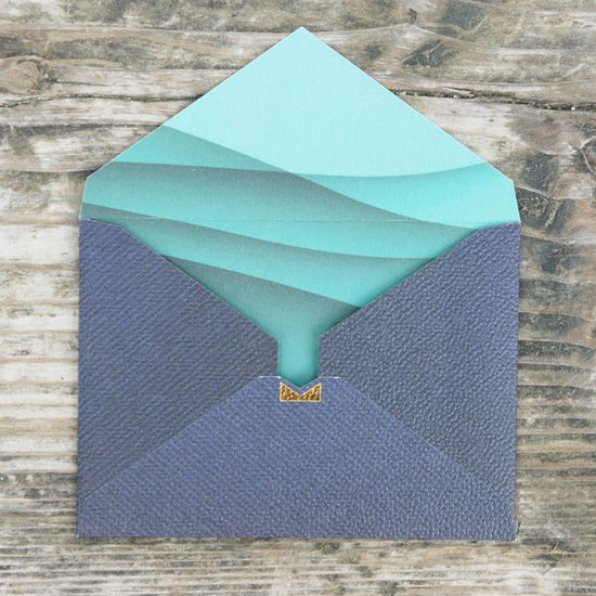 [Denim Navy Blue x Turgois] Stylish Envelope with Card HOD01C