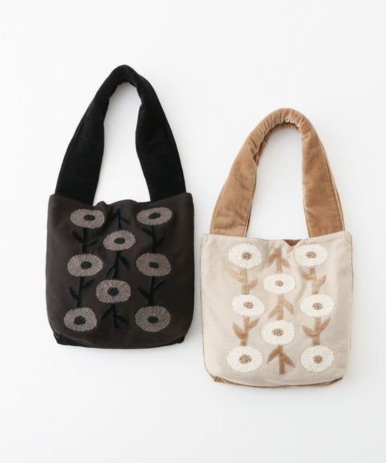 Dahlia embroidered tote bag (2 colors)H24W030