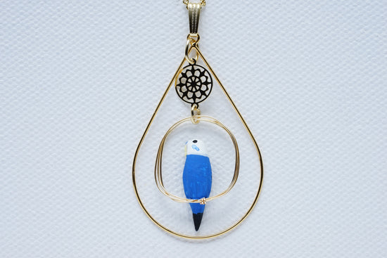 Pendant with Budgie (Blue) with one Rider and Surrounding Accessory