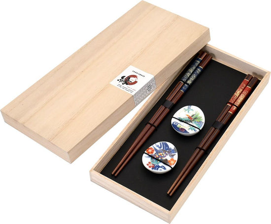 Chitose no En Chopstick Rest & Chopstick Set - Carp & Dragon