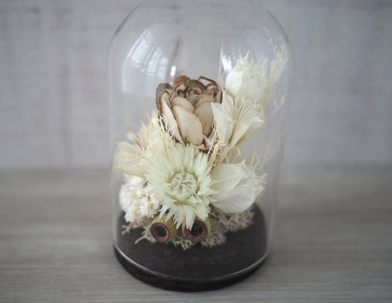 Interior glass dome that can be used as an offering flower -natural white-.