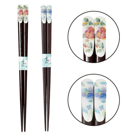 Hanakotoba Tenpou Chopsticks 21cm single item 2 kinds (Rose and Pansy)