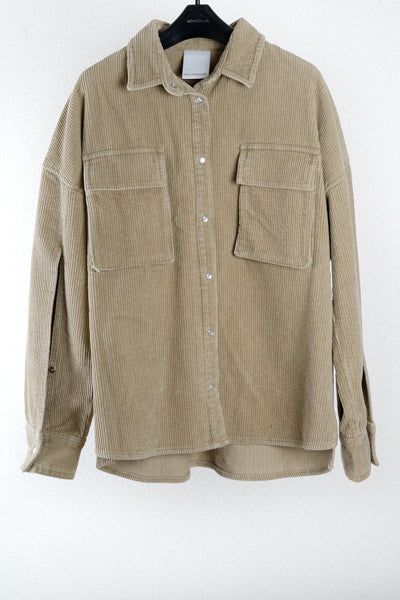 Corduroy Slit Shirt (Beige)