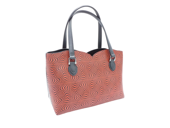 Scalloped Bag, Black/Red, Kyo Checkered Pattern