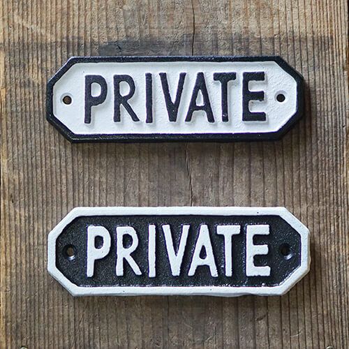 63583 [POSH MADE] sign plate PRIVATE white