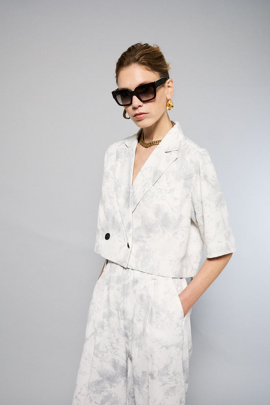 Yelena Short Sleeve Marble Printed Jacket