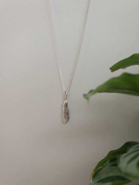 [One-of-a-kind] silver950 long necklace with melted silver motif, detachable motif, 2-way