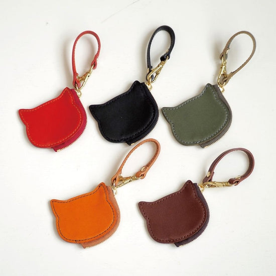 Cat shaped mini pouch Tochigi leather