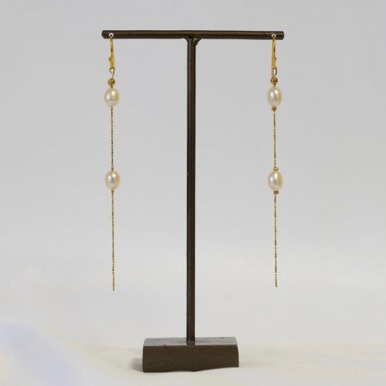 Freshwater Pearl Chain Pierced Earrings