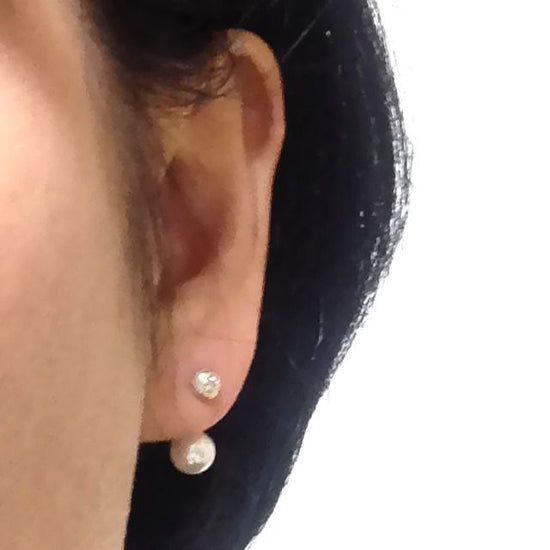 Pierced earrings with colon pearl catch (rhodium plated) sold in pairs