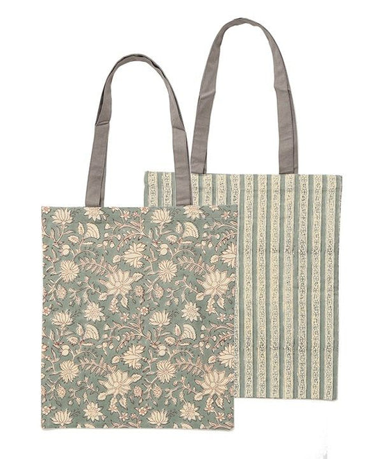 Block Print Tote Bag (5 colors, different patterns on front and back) M20-2480