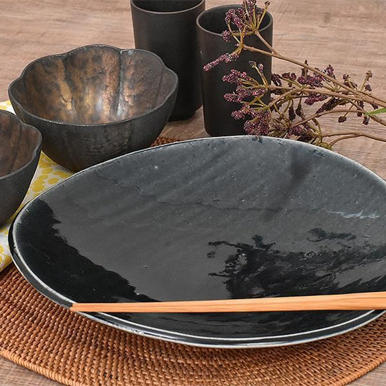 Ai Oval Tawami 9" Dish, Blue Japanese Tableware, Oval Dish, Shaped Dish, Made in Japan, Minoyaki, Stylish, Modern