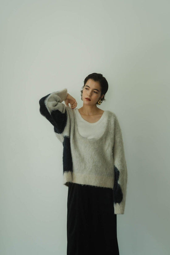 Uneck Knit Pullover(unisex)/GrayNavy(Additional Sales 10/22 20:00~ 10/24 12:00)