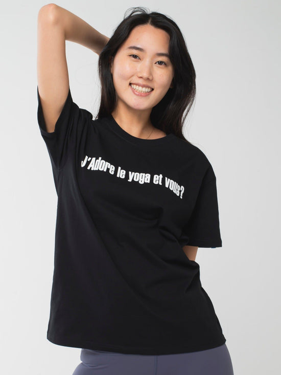 I love yoga T-shirts [also available in tanks, sweatshirts, and hoodies].