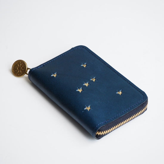 Round Zipper Key Case (ORION Night Blue) Leather for Ladies and Men