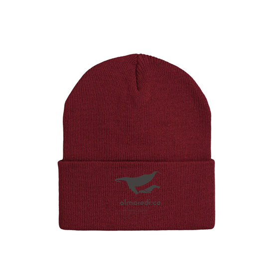 Cuff knit cap burgundy "Humpback whale parent-child bond" type A