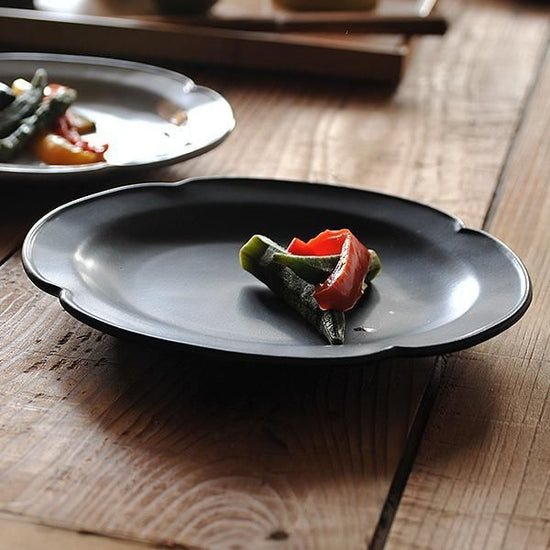 Depre Black Oval Plate S Black Type Western Tableware, Modified Plate, Made in Japan, Minoyaki, Cafe Style