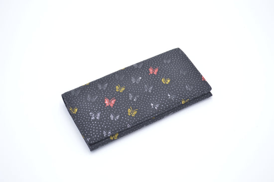 Multi-Colored Printed Inden Long Wallet with Back Stitching